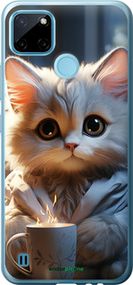 Чохол на Realme C25Y Білий кіт "5646u-2553-2448"