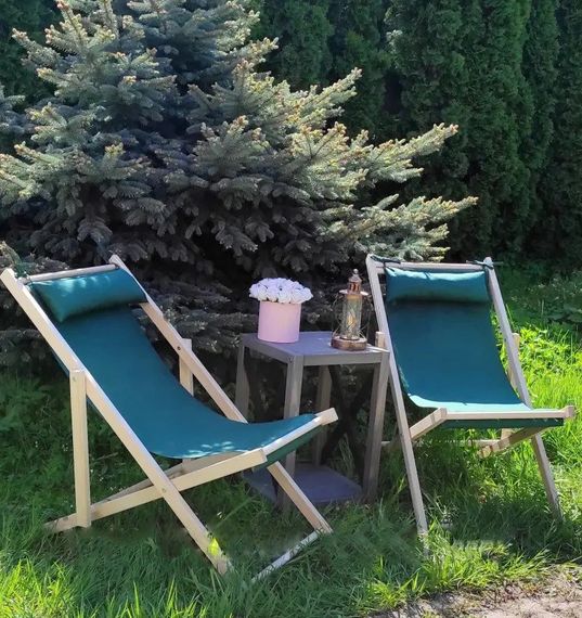 Шезлонг лежак крісло для басейну, саду зелений з подушкою