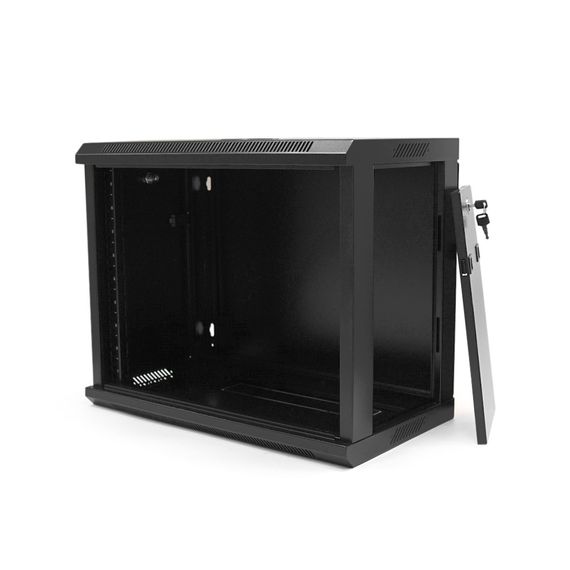 Шафа Merlion 9U, 600*350*500 (Ш*Г*В) мм загартоване скло, чорна, сталь 1,2мм, із замком (у розібраному вигляді!!!), Black | Зображення 1