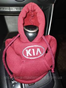 Чехол кофта Худи аксессуар на КПП Car Hoodie киа KIA бордовый подарок автомобилисту 10070