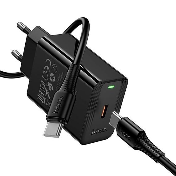 СЗУ Hoco CS93A Leader PD20W (1USB-C) + кабель Type-C to Type-C Black | Зображення 5