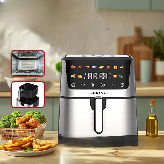 Аэрофритница Sokany SK-10095 / Аэрогриль 2200 Вт 10 л / Мультипечь аэрофритюрница безмасляная | Зображення 1