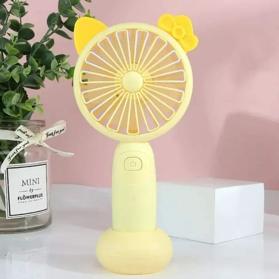 Портативний акумуляторний міні вентилятор з вушками та RGB підсвічуванням Mini Fan (SQ-2165) Жовтий