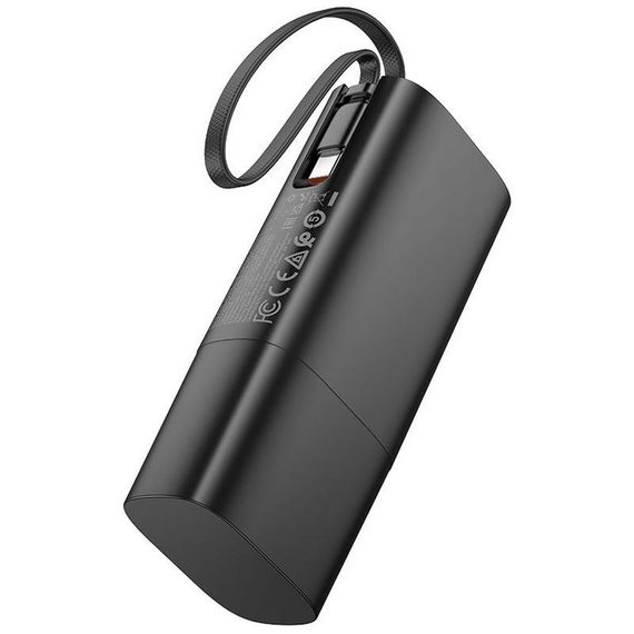 Портативное ЗУ Power Bank Hoco J148 Handy PD20W with cable 5000 mAh Black | Зображення 2