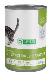 Вологий корм для кошенят з яловичиною та серцем індички Nature's Protection Kitten with Beef & Turkey hearts 400 г