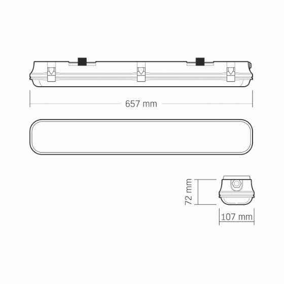 LED Світильник лінійний під лампу 2*T8 0,6м 220V VL-BNW-T8062G Videx | Зображення 1