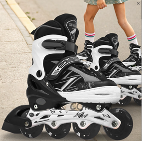Роликовые коньки раздвижные Power Super с регулируемым размером S (31-34) Черный