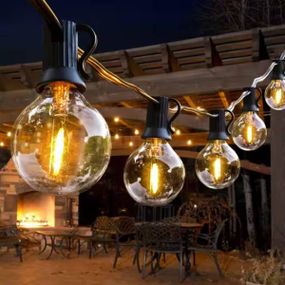 Гірлянда в ретро стилі вулична із сонячною панеллю 3м/10 LED НА-89 Чорна