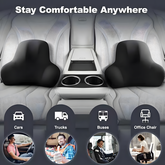 Ортопедична подушка для попереку Memory Foam для авто та офісного крісла чорна | Зображення 7