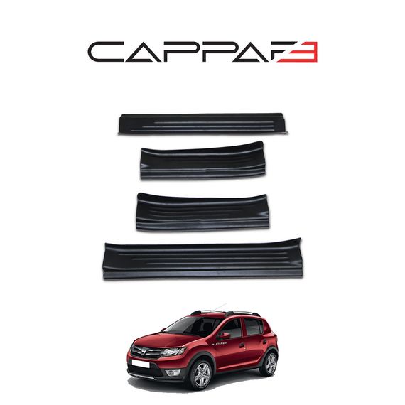 Накладки на дверные пороги EuroCap (4 шт, ABS) для Renault Sandero 2013-2024 гг | Зображення 4
