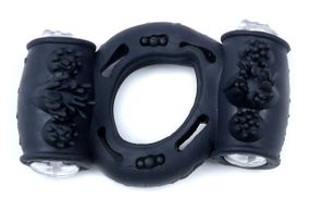 Эрекционное вибро кольцо BOSS Vibrating Cock Ring Double Black, BS6700037 sexstyle