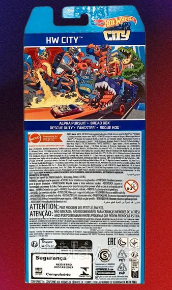 Hot Wheels: HW City. Хот Вілс: Місто. Набір із 5-ти машинок: Rescue Duty, Rogue Hog, Fangster, Alpha Pursuit, Bread Box | Зображення 2