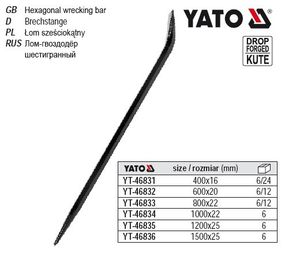 Лом будівельний YATO Польща 6-гранний профіль 400х16 мм YT-46831