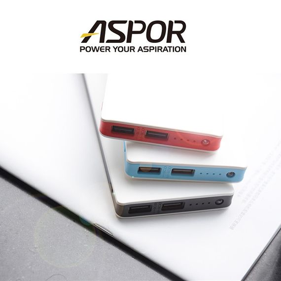 Портативний зарядний пристрій (Повербанк) Aspor A341 10000 mAh-біло-сірий | Зображення 2