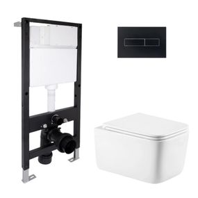 Готовое решение Qtap для ванной комнаты: подвесной унитаз Gemini Ultra Quiet 520x360x350 + комплект инсталляции Standard (линейная