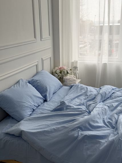 Постільна білизна двоспальне Dushka Home Варена бавовна преміум 21677 180х215 см блакитна | Зображення 3