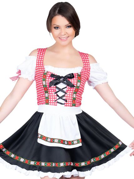 Рольовий костюм баварської дівчини Leg Avenue Beer Garden Babe Чорно-біло-червоний S | Зображення 7