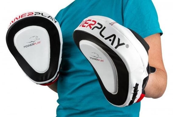 Лапи боксерські PowerPlay 3042 чорно-білі PU [пара] | Зображення 4