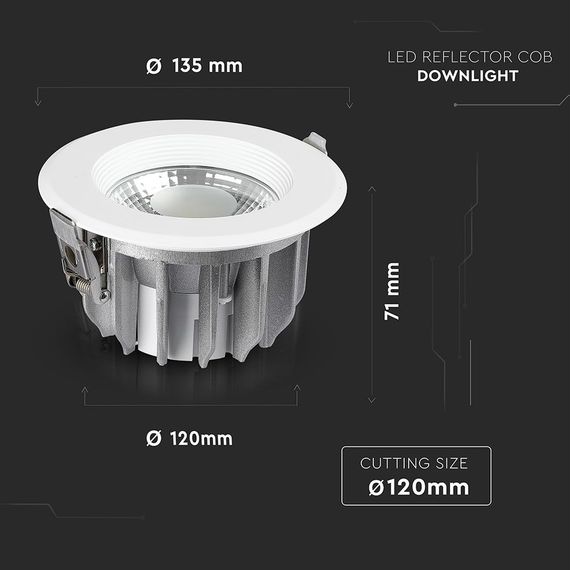 Светильник встраиваемый LED V-TAC, 10W, SKU-1272, 230V, 1200Lm, 6.4K, круглый (3800157611947) | Зображення 8