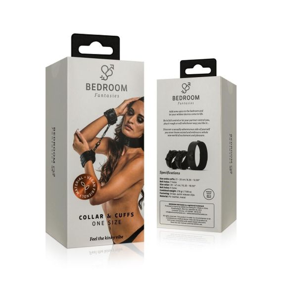 Наручники с повідцем Bedroom Fantasies Collar & Wrist - Black | Зображення 8