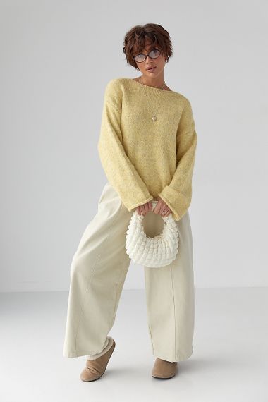 В'язаний мохеровий джемпер із широкими рукавами - жовтий цвет, ONE SIZE (є розміри) | Зображення 2