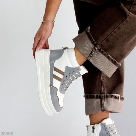 Белые серые зимние хайтопы на платформе в ассортименте | Зображення 6