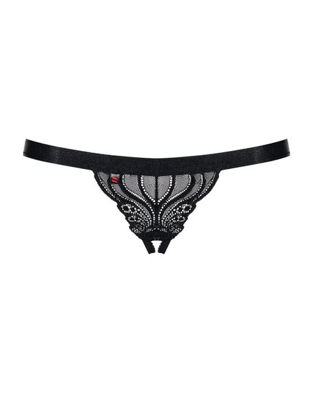 Мереживні танги з доступом Obsessive 828-THC-1 crotchless thong L/XL, чорні | Зображення 4