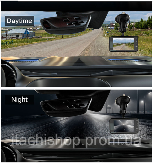 Видеорегистратор для автомобиля c задней камерой Dual Lens A10/F9/V2 Full HD 1080 H31 3,5 дюйма | Зображення 5