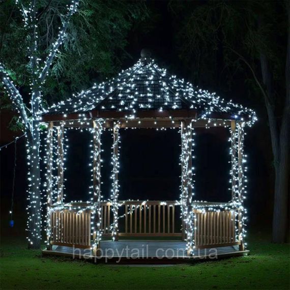 Новорічна гірлянда вулична 100 м 1000 LED із сонячною батареєю 8 режимів роботи чорний провід Біле світло SB1000L100MBW | Зображення 2