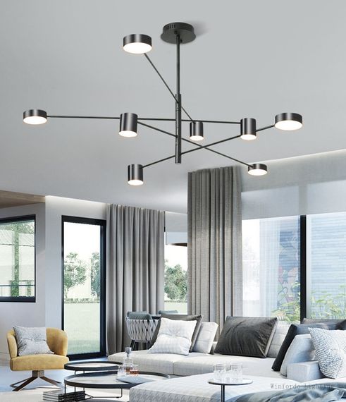 Люстра світлодіодна стельова LED світильник для квартири на стелю лед 26862 Чорний 40-90х102х102 см. | Зображення 6