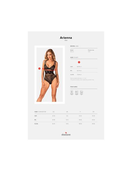 Бюстгальтер с двойными лямками Obsessive Arienna черный, XS/S sexstyle | Зображення 4