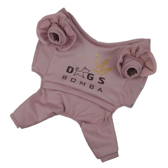 Костюм трьохнитка рюша пудра D-167 | Зображення 4