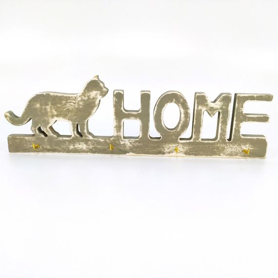 Ключница Кот Home Мастерская мистера Томаса 30см х 9см Фанера Серый состаренный | Зображення 1