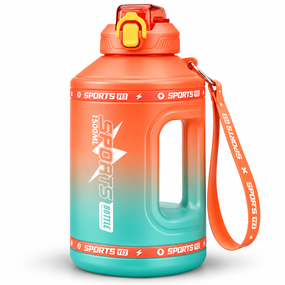 Еко-пляшка для води SPORTS BOTTLE 1500 мл — велика багаторазова спортивна пляшка з вбудованою ручкою, помаранчевий градієнт