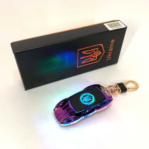 Электрическая зажигалка-брелок Украина с USB-зарядкой и подсветкой HL-468, с гравировкой. Цвет: хамелеон | Зображення 5