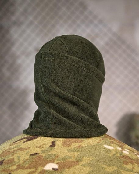Комплект шапка та баф флісовий набір зимовий головний убір з бафом теплий чоловічий зимовий комплект олива | Зображення 2