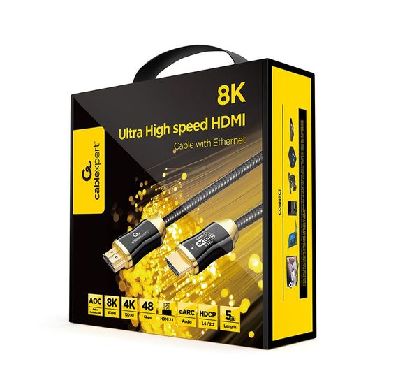 Кабель Cablexpert CCBP-HDMI8K-AOC-5M, HDMI V.2.1, вилка/вилка, з позолоченими контактами, 5 м | Зображення 2