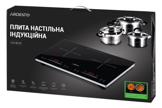 Индукционная электроплитка Ardesto ICS-B218 - 2 конфорки 1800+1300Вт/ таймер/ boost/ черная (ICS-B218) | Зображення 6