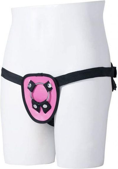 Трусики для страпона, страпон-харнес з кільцями HARNESS Strap On Harness Pink — рожеві, 2 металеві кільця | Зображення 1