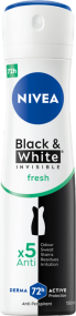 NIVEA Black & White Invisible Антиперспірант-спрей, 72 години, Fresh 250 мл