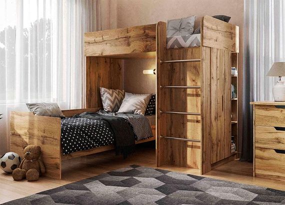 Дитяче ліжко кімната-горище Bed Room 3 колір Дуб Тахо, вибір кольору корпусу та фасадів | Зображення 1