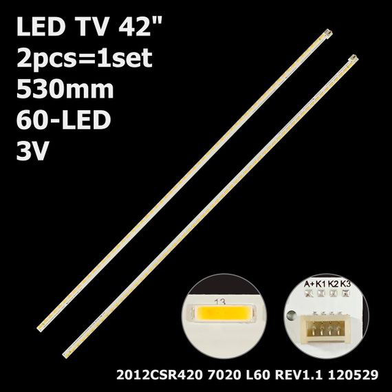 LED підсвітка TV 42" SAMSUNG 2012CSR420 7020 L60/R60 REV1.1 120529 SEL420V8-S0AA LBUB-SEL420V8-S0AA 2шт.