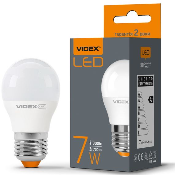 Светодиодная лампа VIDEX G45 7W E27 3000K (VL-G45e-07273) | Зображення 2