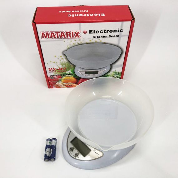 Кухонные электронные весы с чашей до 5 кг Matarix MX-407, Компактные электронные кухонные весы | Зображення 6