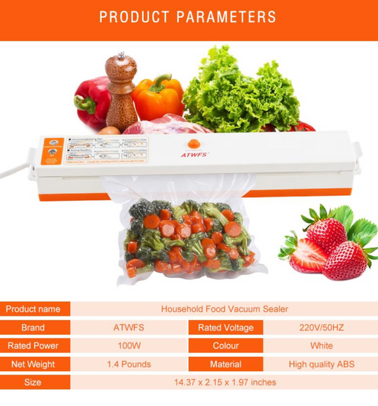 Кухонный вакуумный упаковщик Vacuum Sealer Freshpack PRO ∙ Сохранение свежести упаковщик Vacuum Sealer и экономия места | Зображення 3