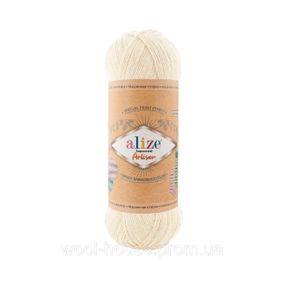 Шкарпеткова пряжа Alize Artisan Superwash, кремовий 01
