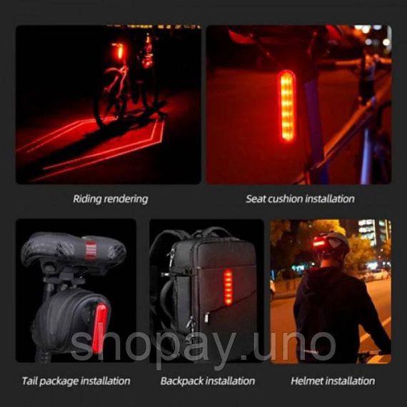 Мигалка задняя на аккумуляторе для велосипеда LEADBIKE, Легкий стоп-сигнал для велосипеда AJ-24 | Зображення 6