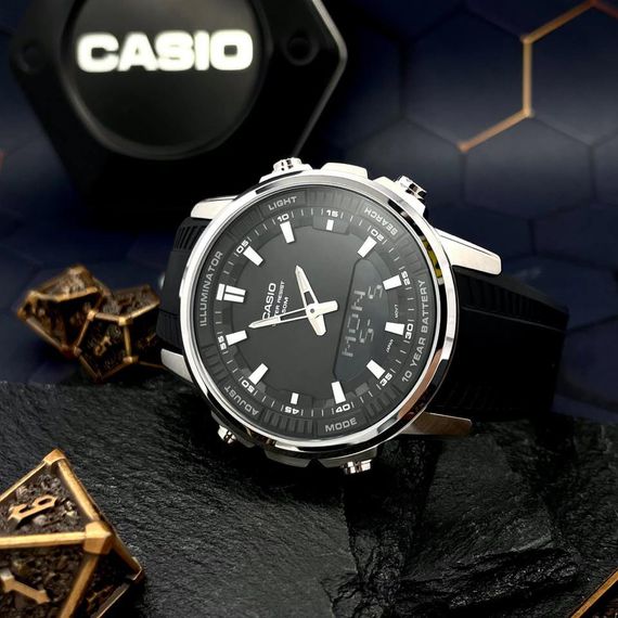Класичний Чоловічий годинник Casio AMW-880-1A стальний, водонепроникний, Японія | Зображення 1