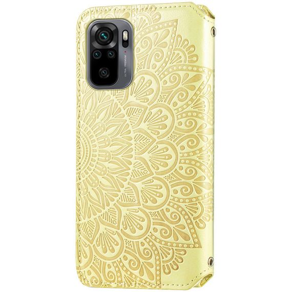Шкіряний чохол-книжка GETMAN Mandala (PU) для Xiaomi Redmi Note 10 / Note 10s Штучна шкіра, Слот для візитки, Жовтий | Зображення 2