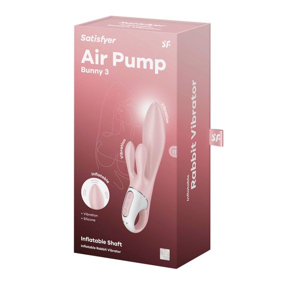 Вібратор-кролик надувний Satisfyer Air Pump Bunny 3, 12 режимів, подвійний відросток | Зображення 5